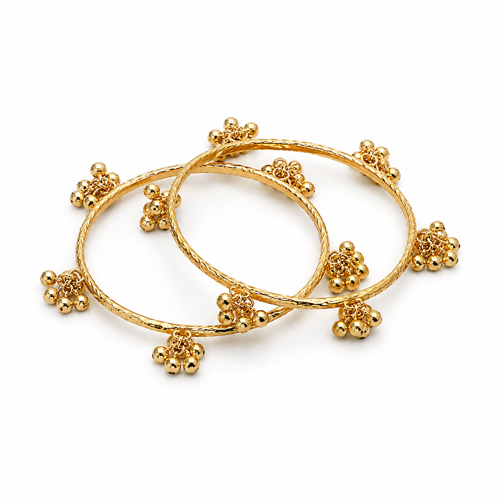 Sitara Gold Floral Ghungroo Bangles | 2 PCS
