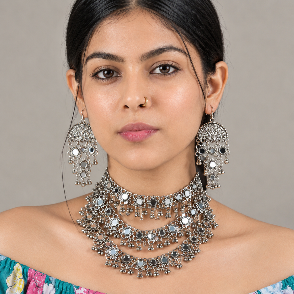 Aaina Layered Mirror Choker Set