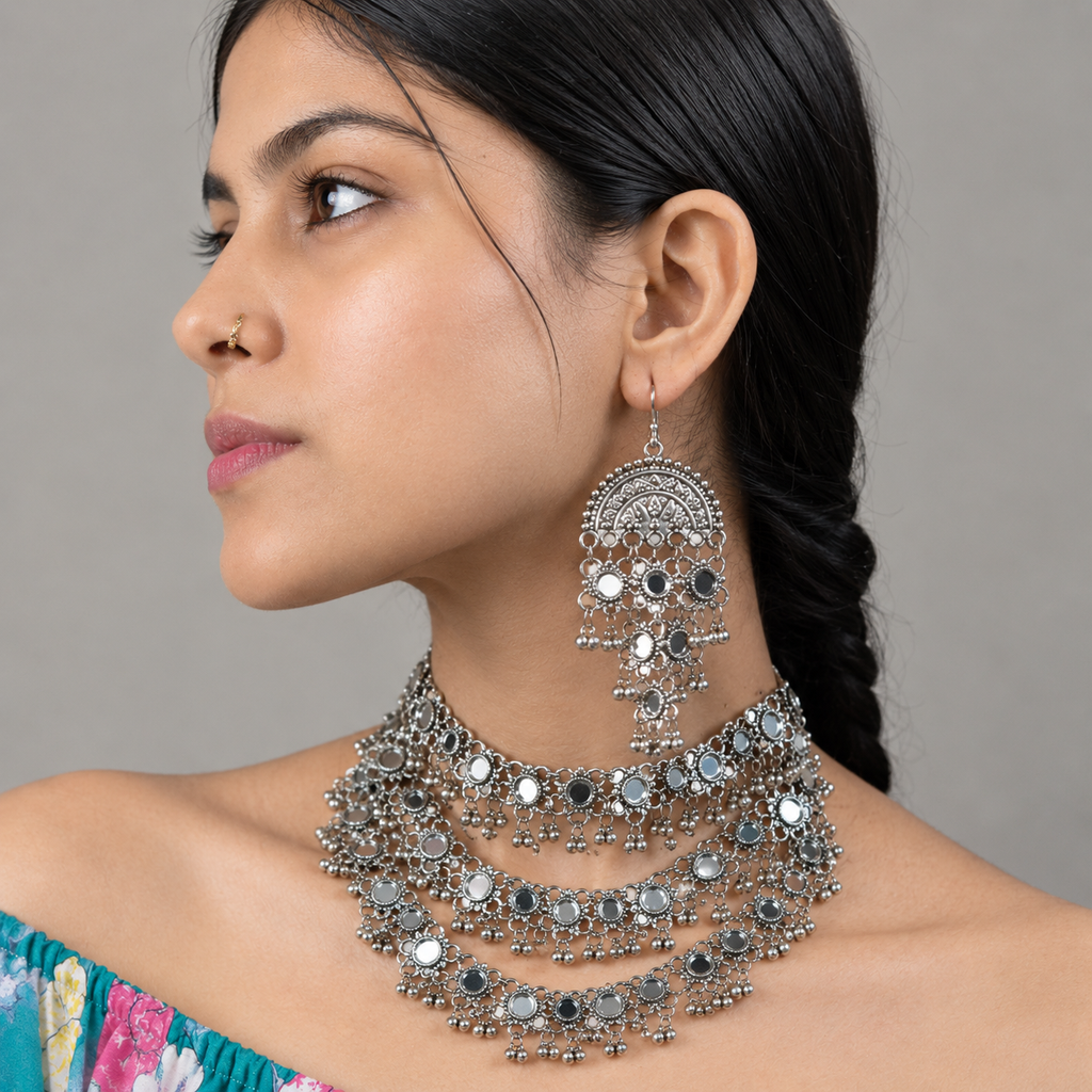 Aaina Layered Mirror Choker Set