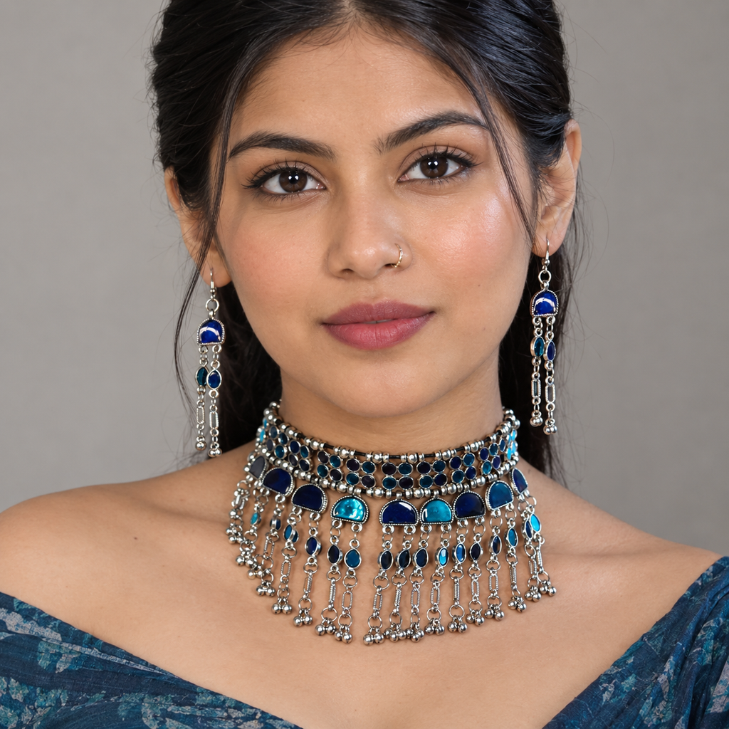 Neelam Oxidised Choker Set