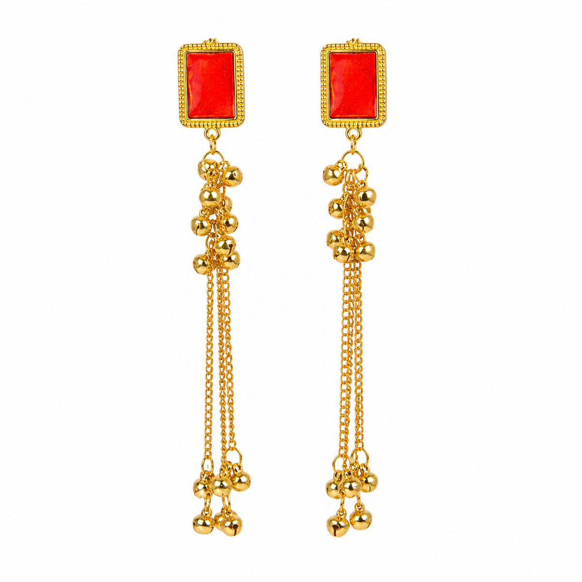Red Meenakari Kashmiri Earrings