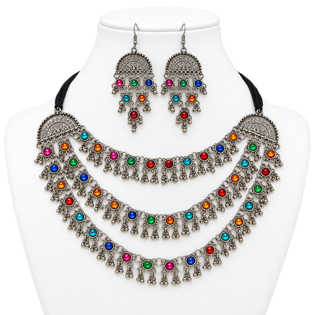 Multicolor Layered Necklace Set