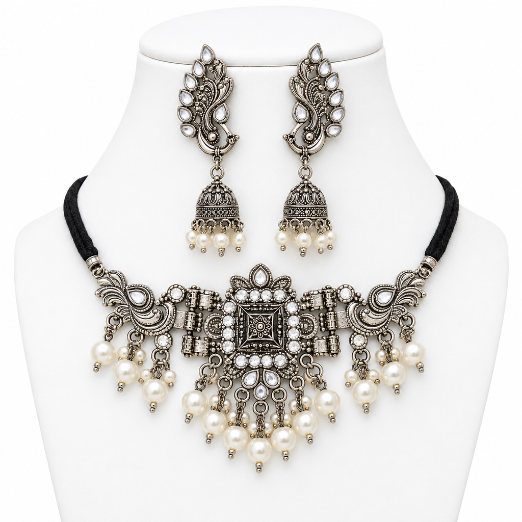 Kundan Choker Set with Jhumka Earrings