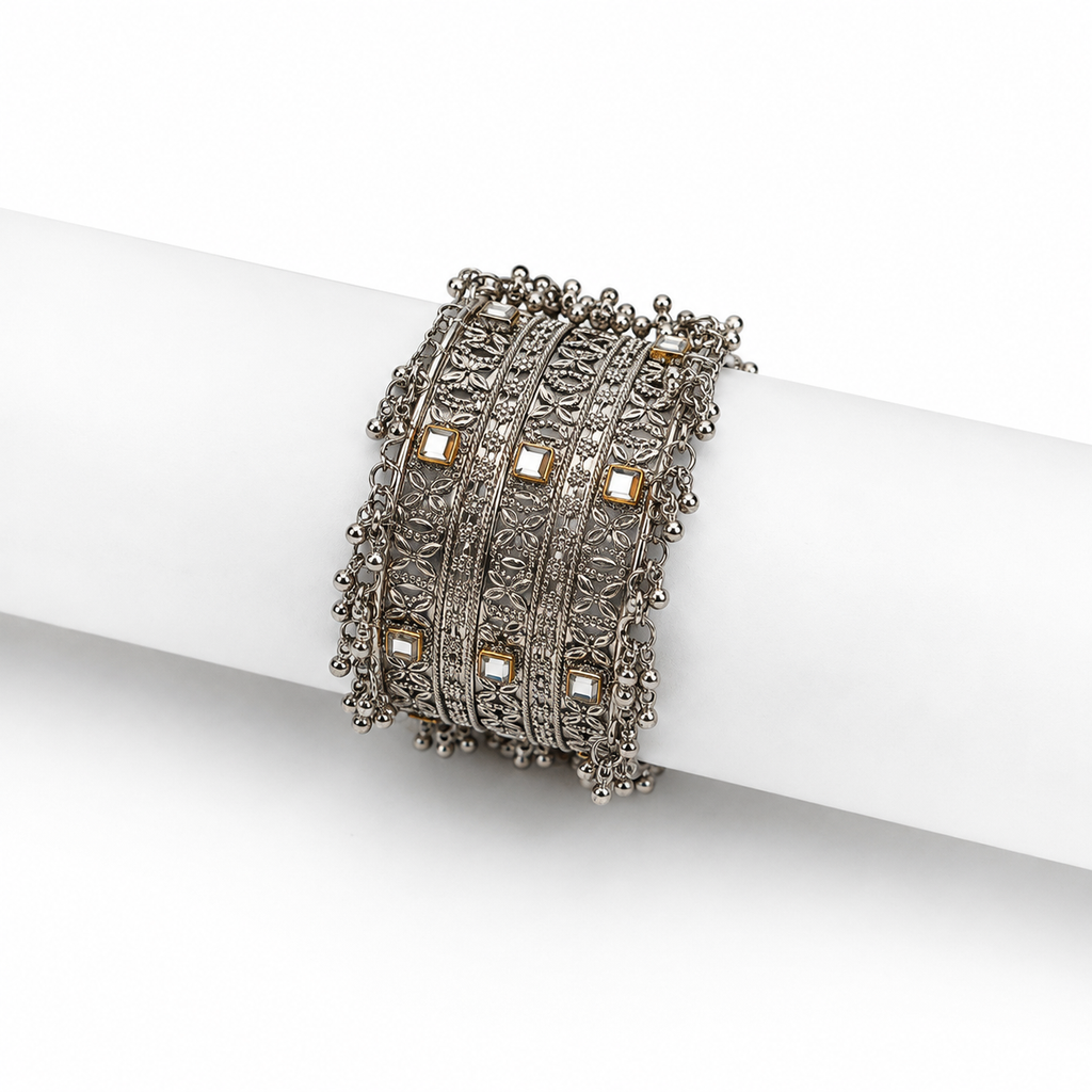 Noor Gold Mirror Oxidised Cuff