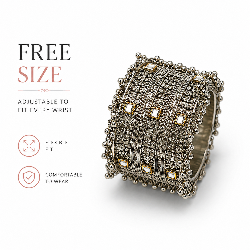 Noor Gold Mirror Oxidised Cuff
