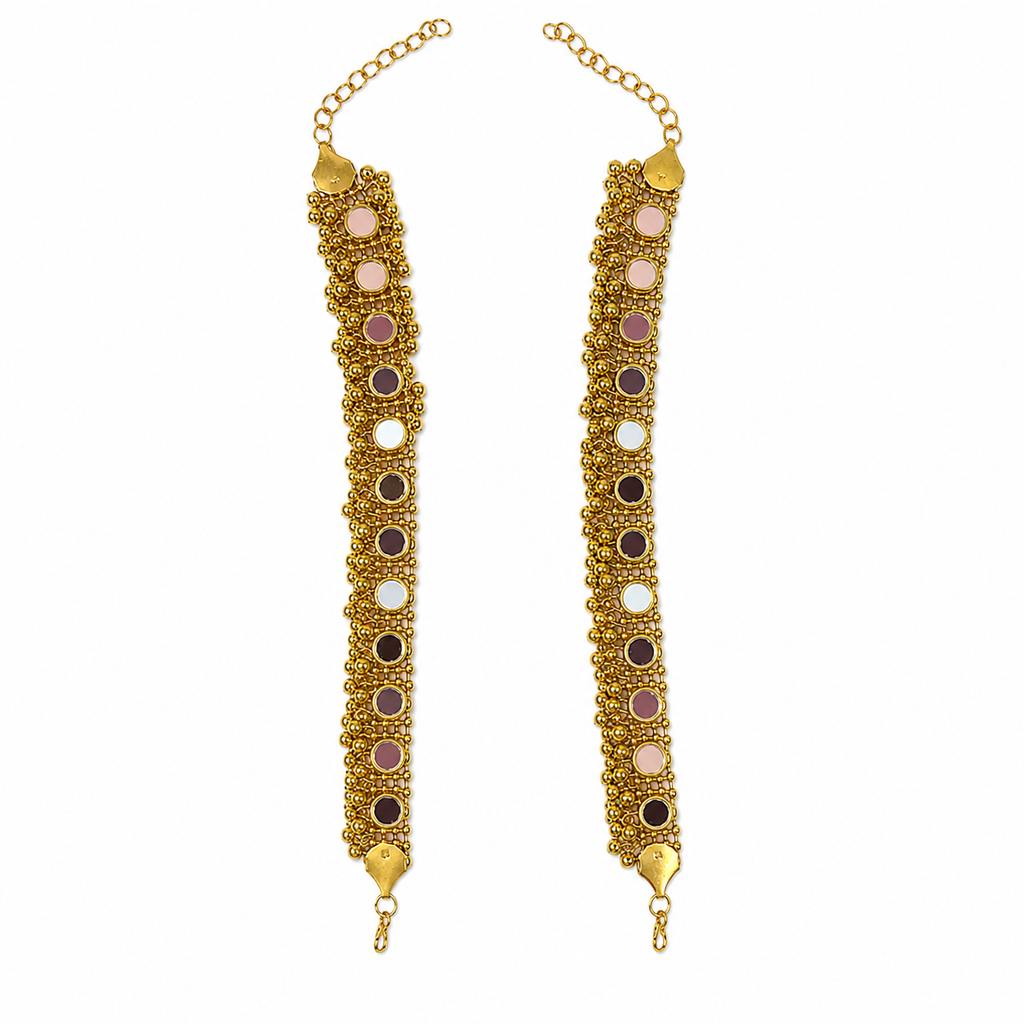 Mirror Work Gold Anklet