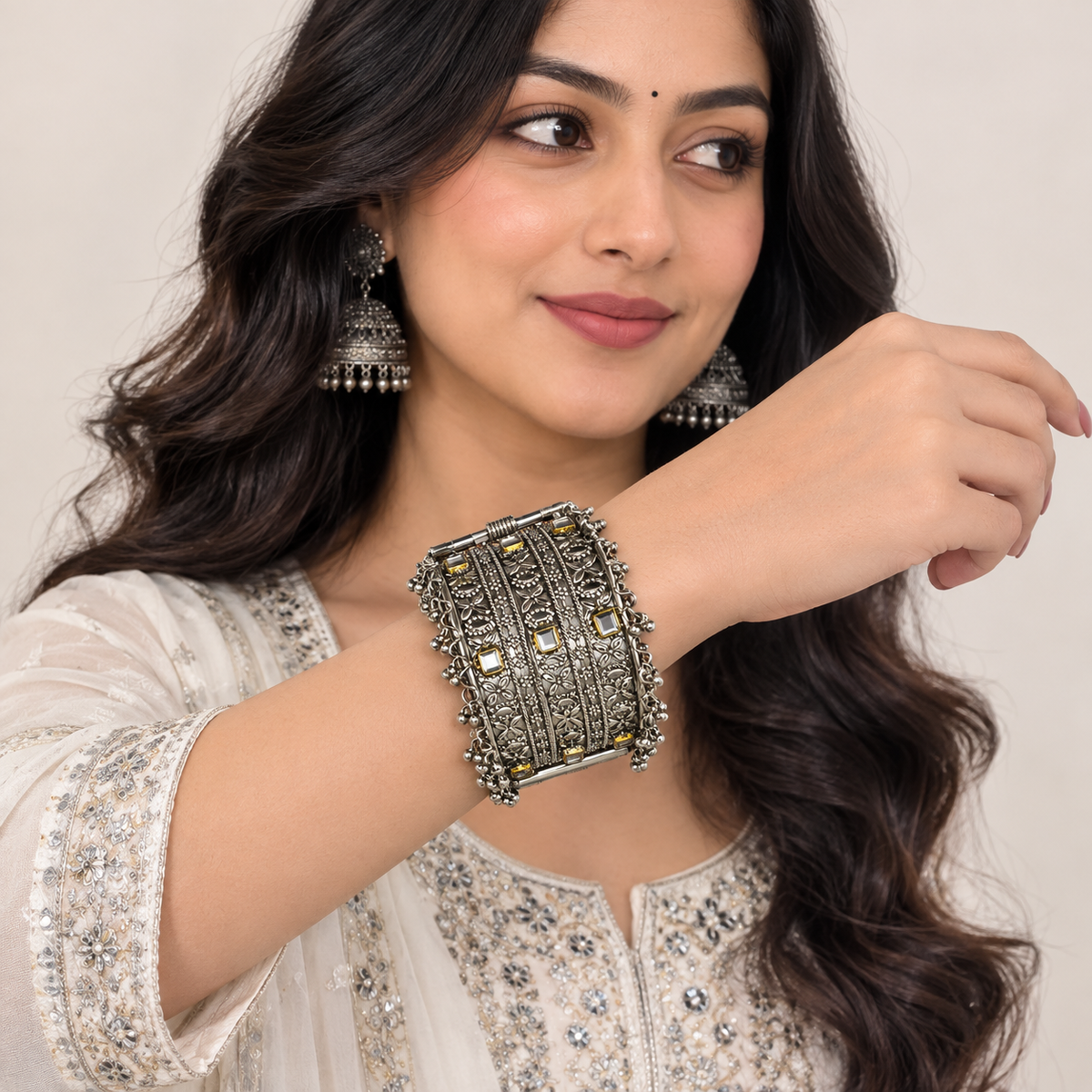 Noor Gold Mirror Oxidised Cuff