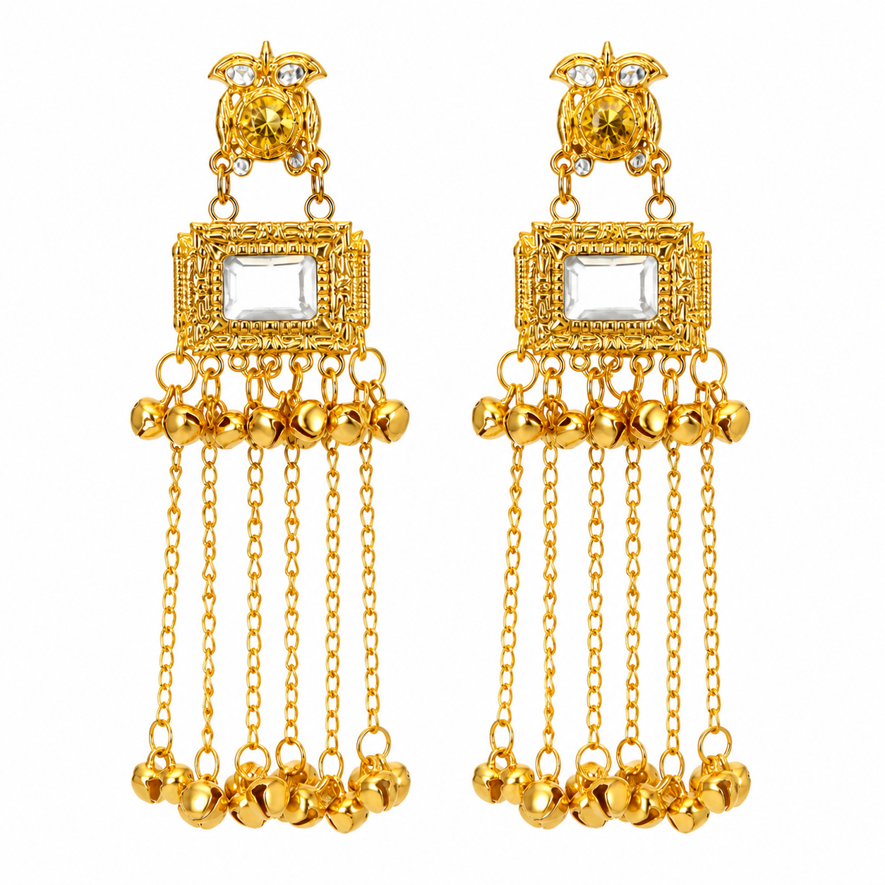 Gold Tone Chain Kashmiri Earring