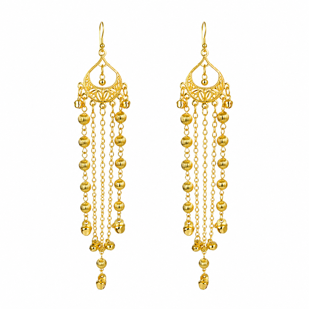 Kashmiri Style Long Chain Beaded Earring