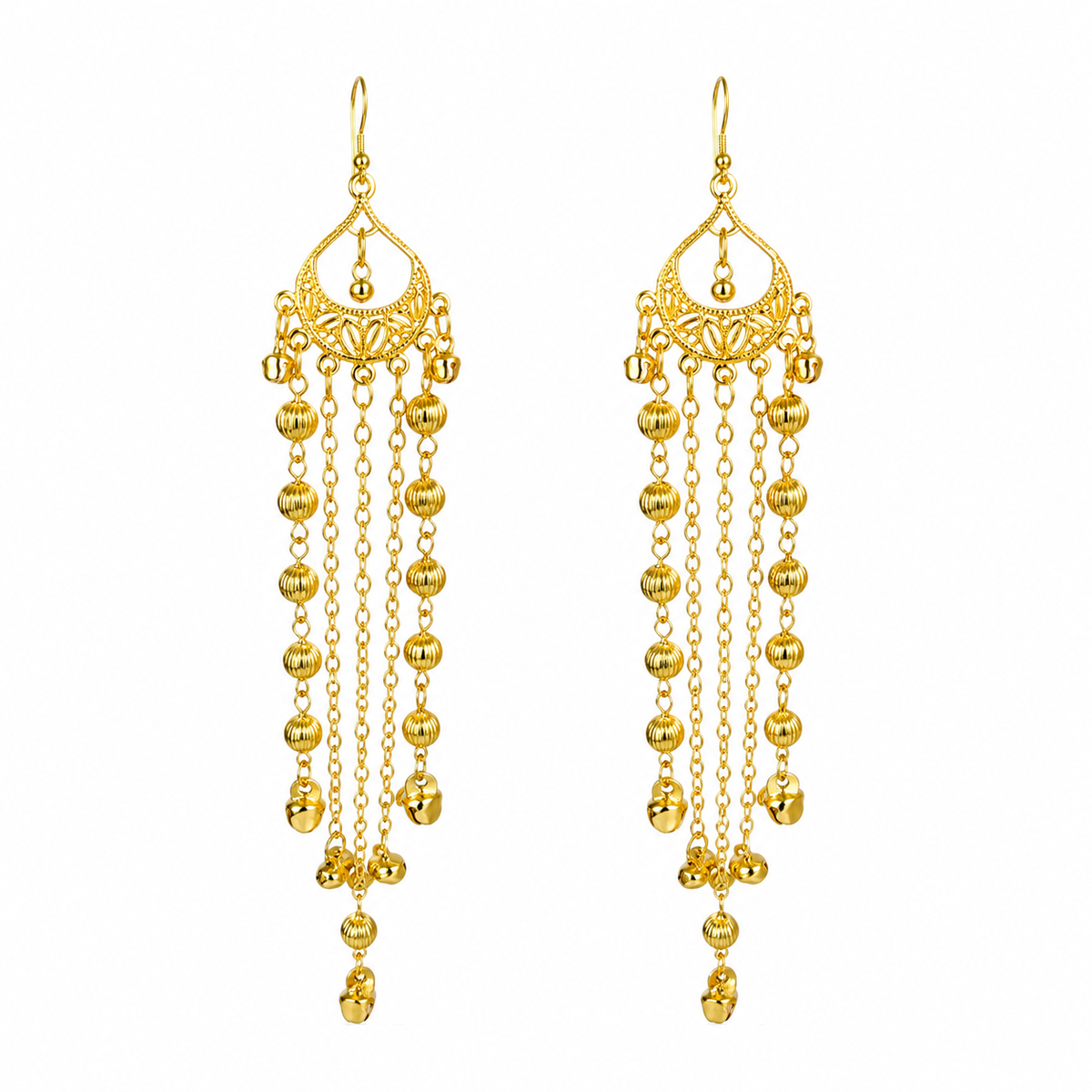 Kashmiri Style Long Chain Beaded Earring