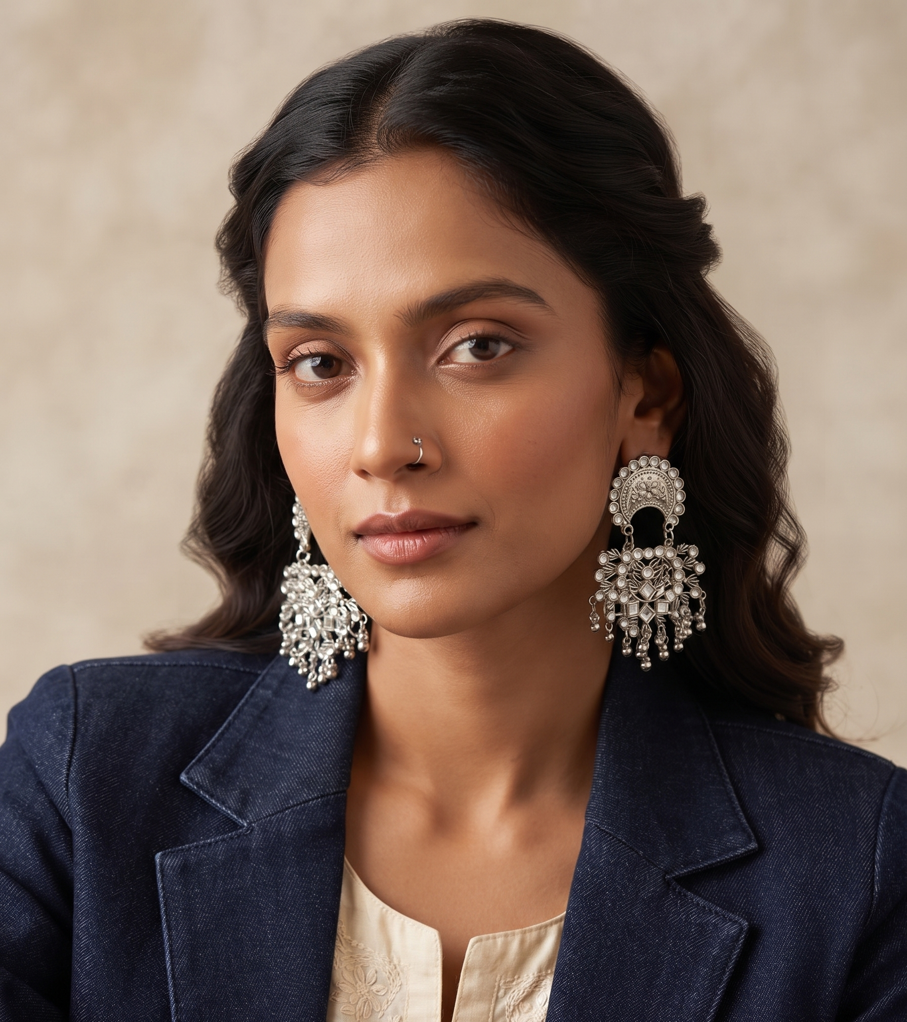 Stone Studded Chandbali Jhumka Earrings  for Women & Girls