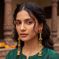 Kashmiri Style Gold Tone Jhumka Earring For Women & Girls