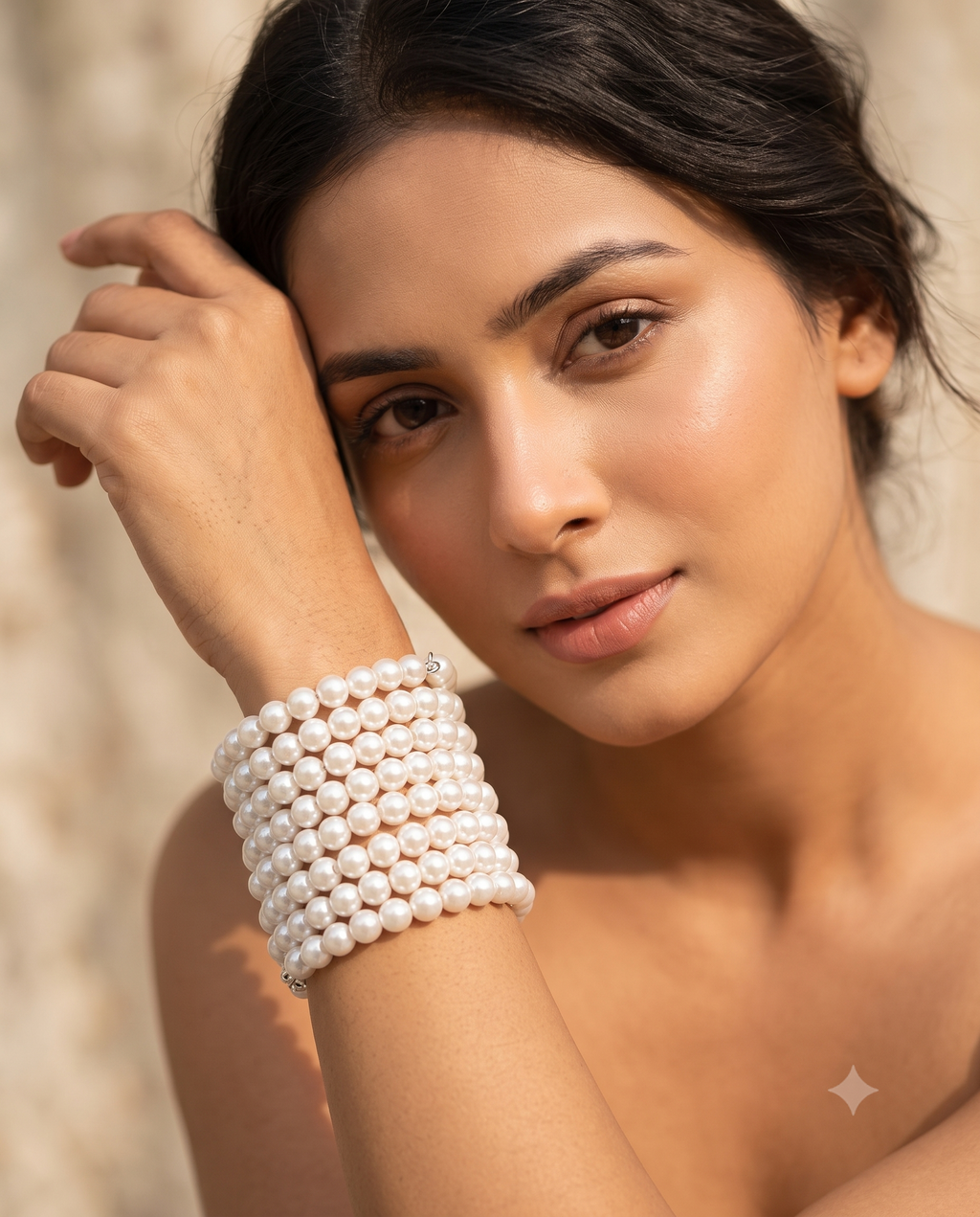 Multi-Strand Pearl Beaded Cuff Bracelet | Wide Statement Wrist Cuff