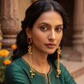 Gold Tone Red Stone Long Chain Tassel Earrings For Women & Girls