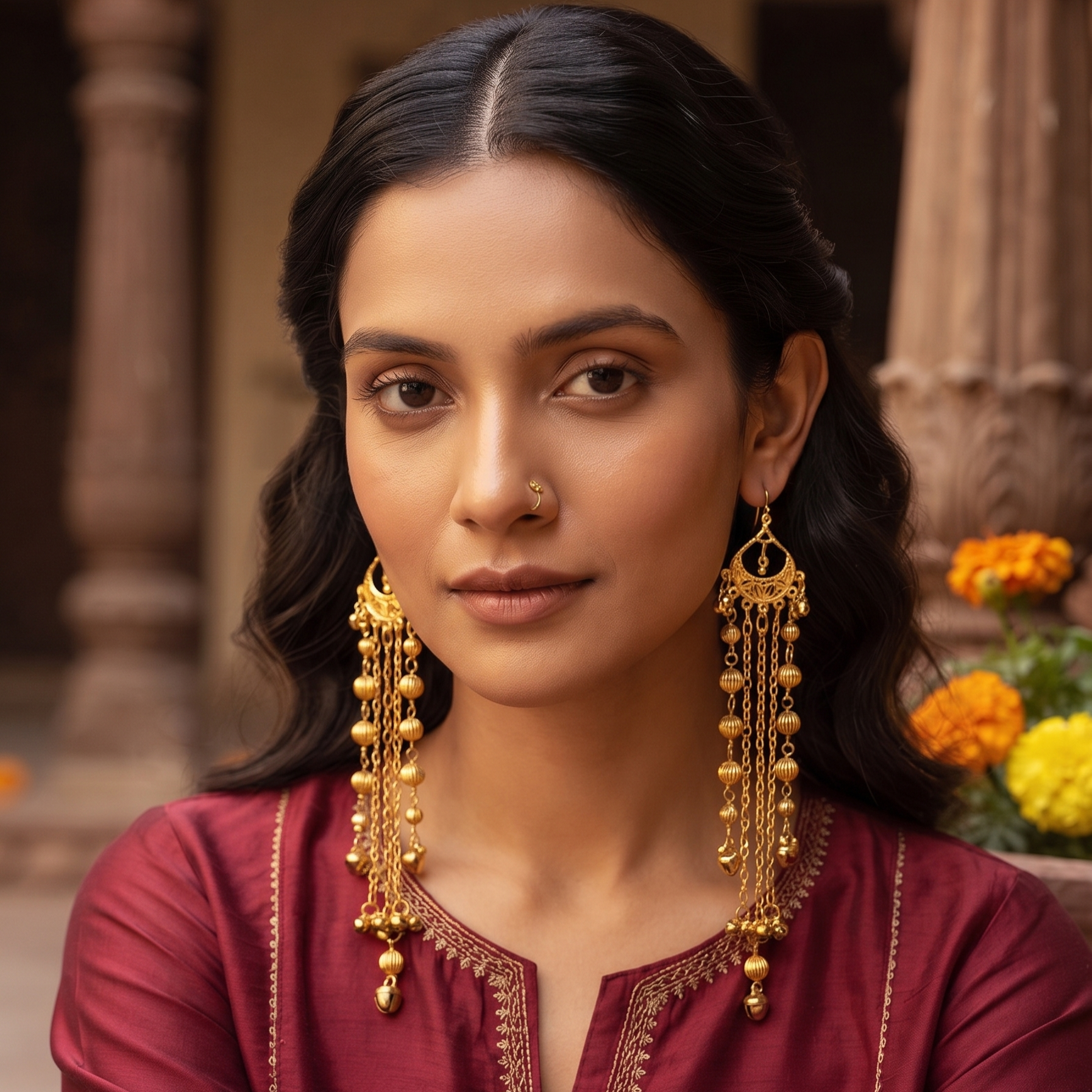 Kashmiri Style Long Chain Beaded Earring For Women & Girls