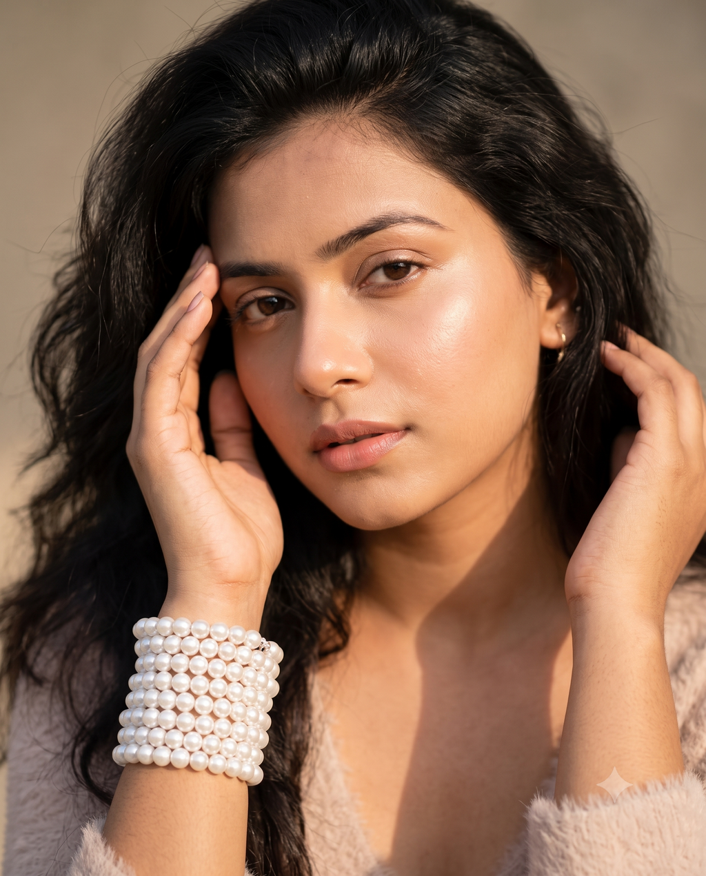 Multi-Strand Pearl Beaded Cuff Bracelet | Wide Statement Wrist Cuff