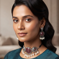 Oxidised Silve Necklace Set with Earrings |  Jewelry Set for Women