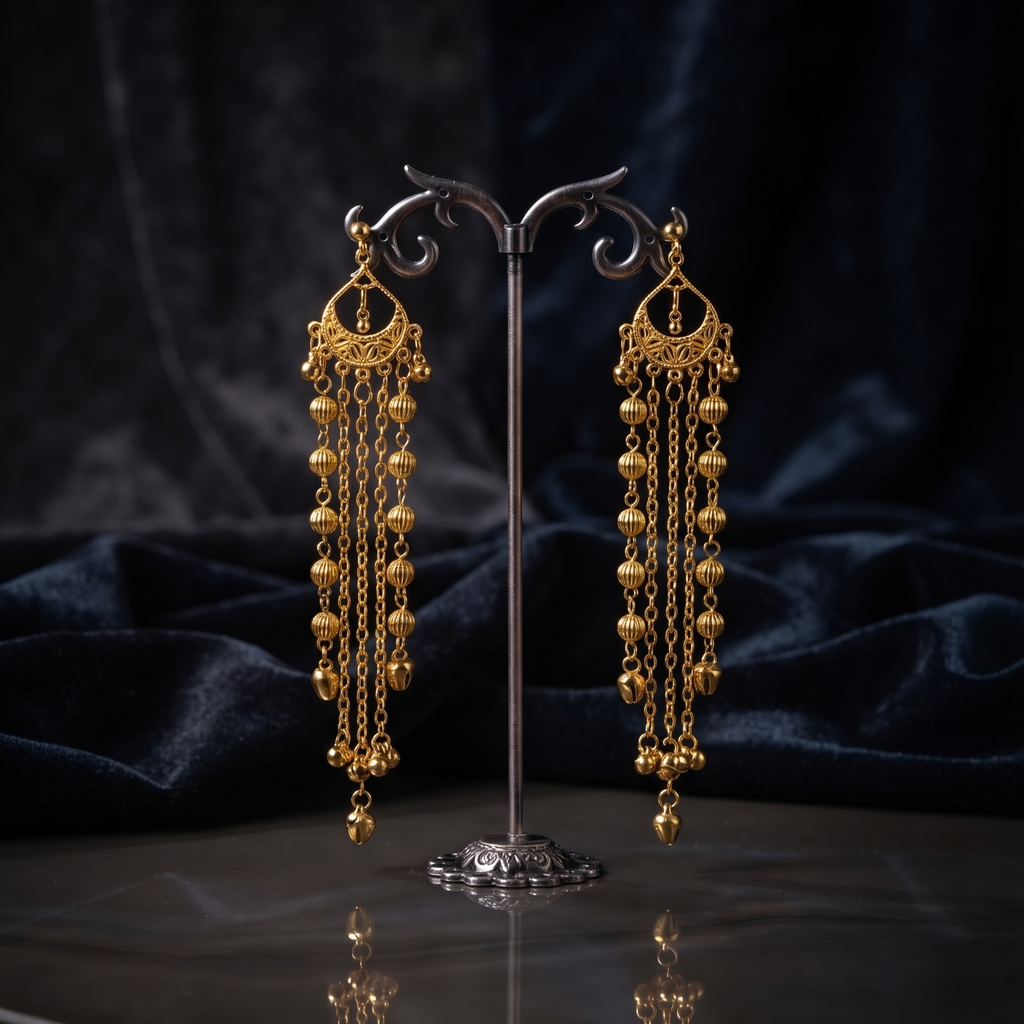 Kashmiri Style Long Chain Beaded Earring For Women & Girls