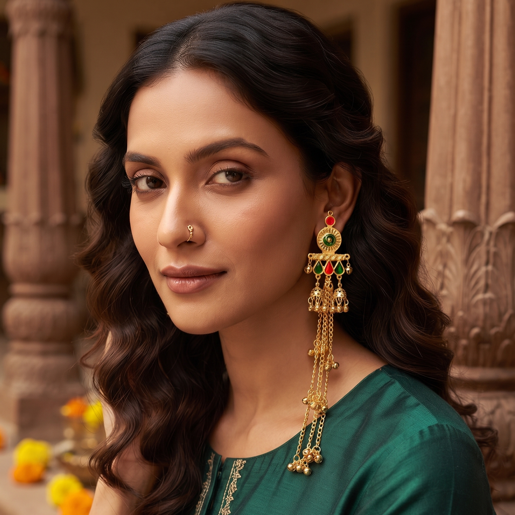 Kashmiri Style  Long Chain Jhumka Earring For Women & girl
