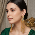 Kashmiri Style Mirror Stone Long Chain Earrings For Women & Girls