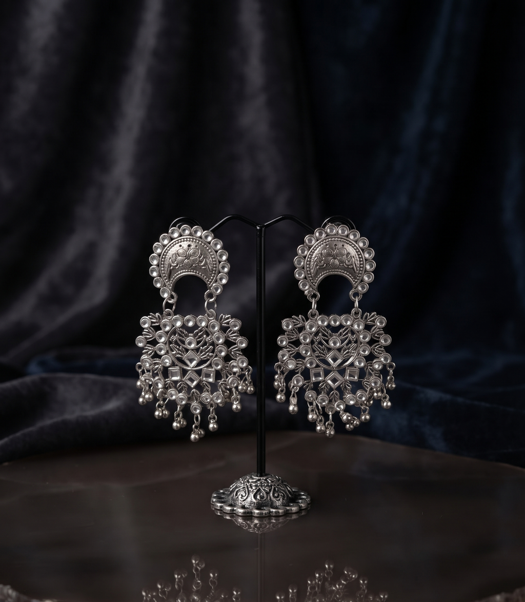 Stone Studded Chandbali Jhumka Earrings  for Women & Girls
