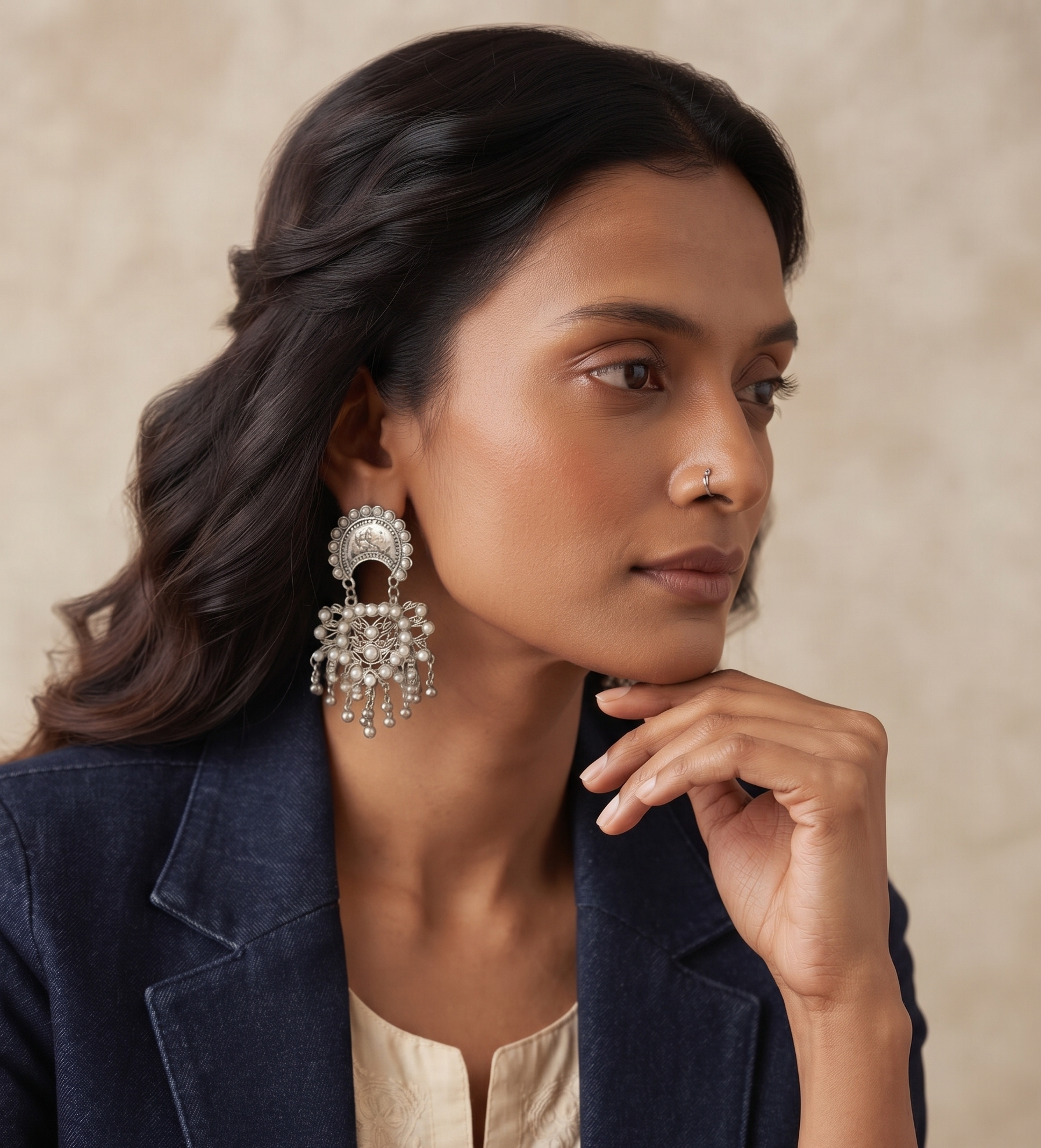 Stone Studded Chandbali Jhumka Earrings  for Women & Girls
