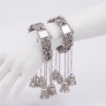 Oxidised Silver Mirror Bangle with Jhumki