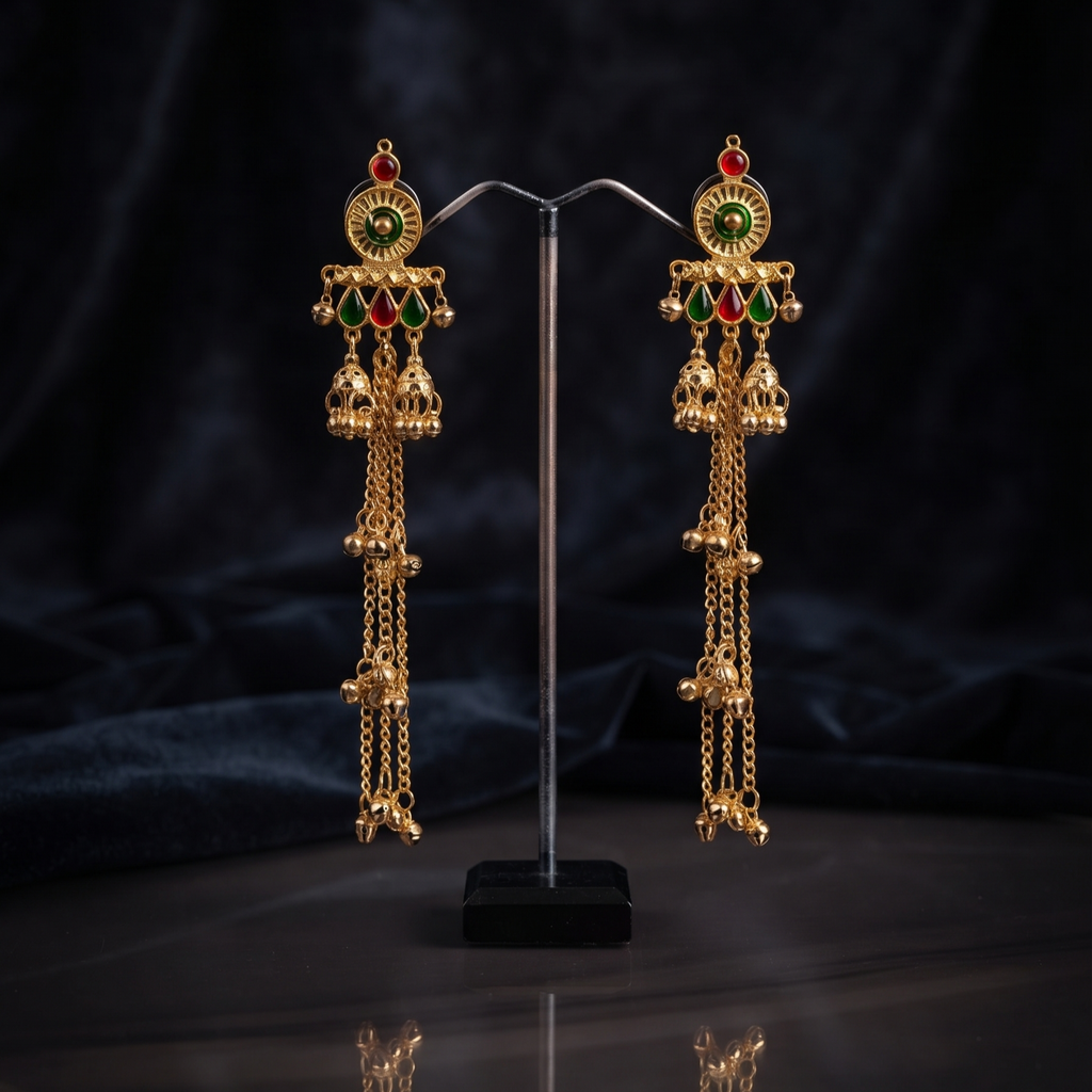 Kashmiri Style  Long Chain Jhumka Earring For Women & girl