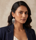 Oxidised Silver Multicolor Stone Jhumka Earrings for Women & girls