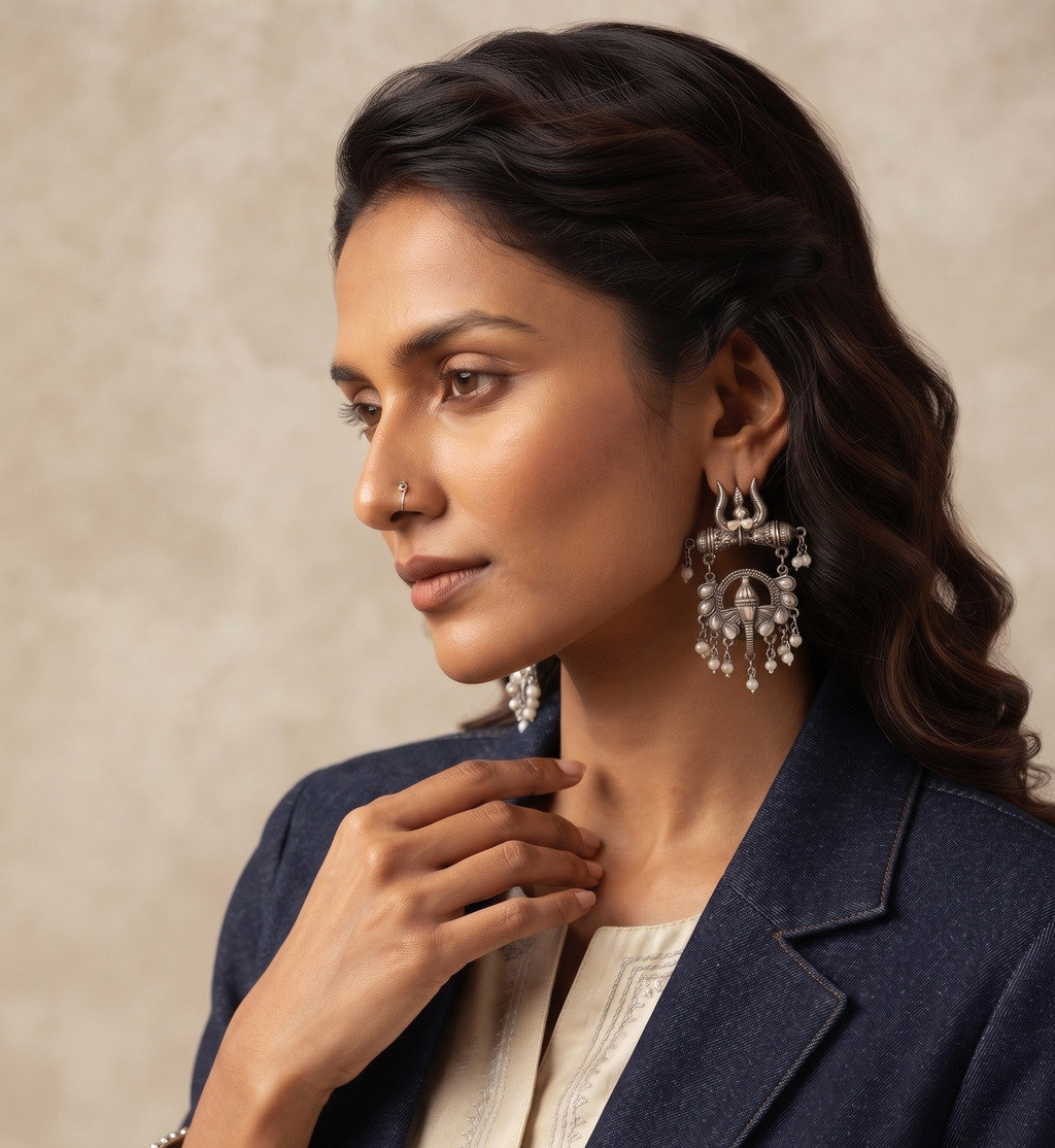 Trishul Design Danglers Earrings for Women & Girls