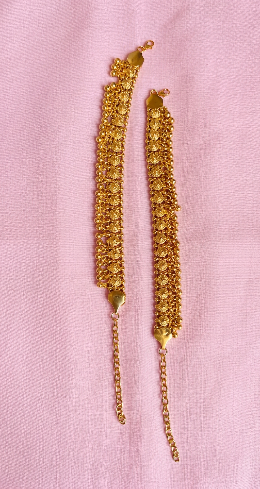 Gold Tone Floral Anklet Pair | Traditional Payal for Women